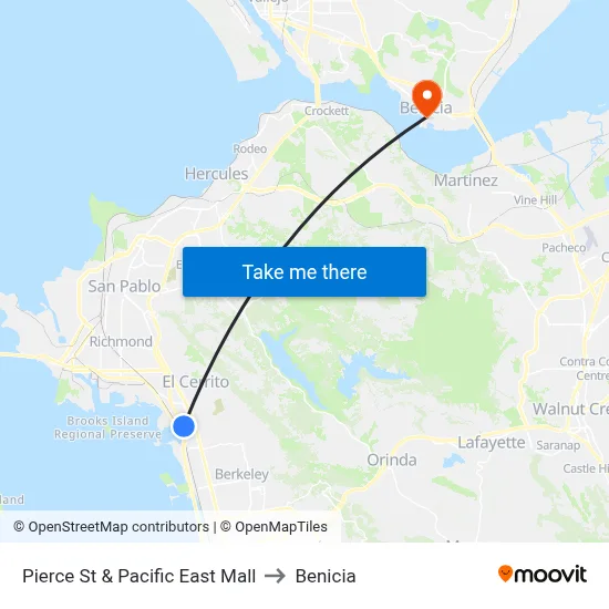 Pierce St & Pacific East Mall to Benicia map