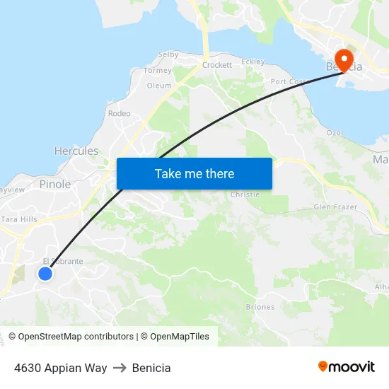 4630 Appian Way to Benicia map