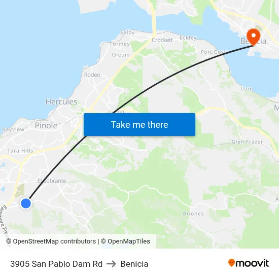 3905 San Pablo Dam Rd to Benicia map