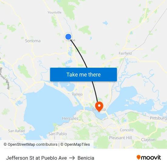 Jefferson St at Pueblo Ave to Benicia map