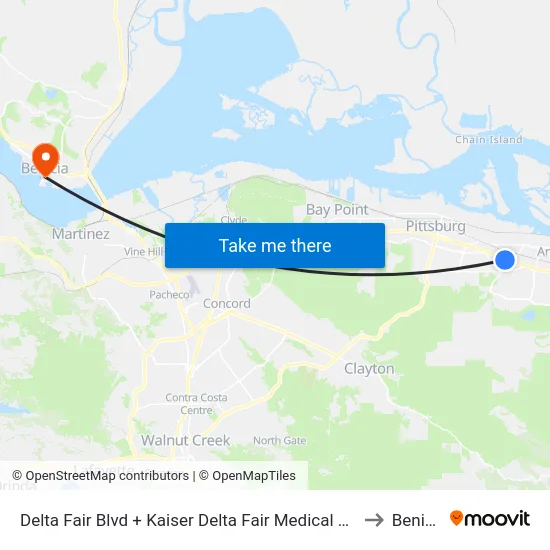 Delta Fair Blvd + Kaiser Delta Fair Medical Offices to Benicia map