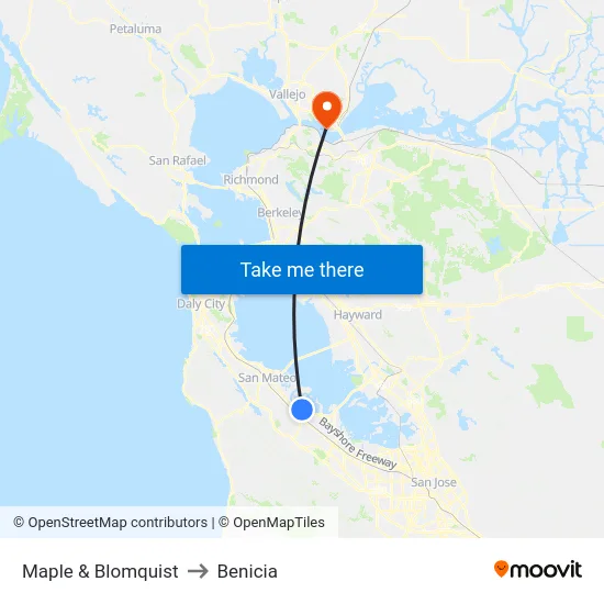 Maple & Blomquist to Benicia map