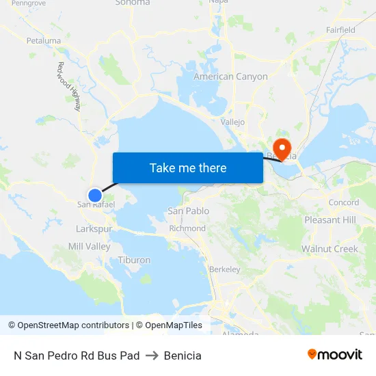 N San Pedro Rd Bus Pad to Benicia map