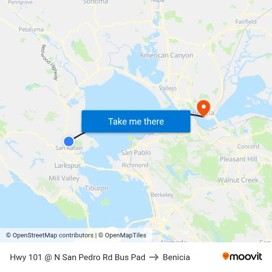 Hwy 101 @ N San Pedro Rd Bus Pad to Benicia map