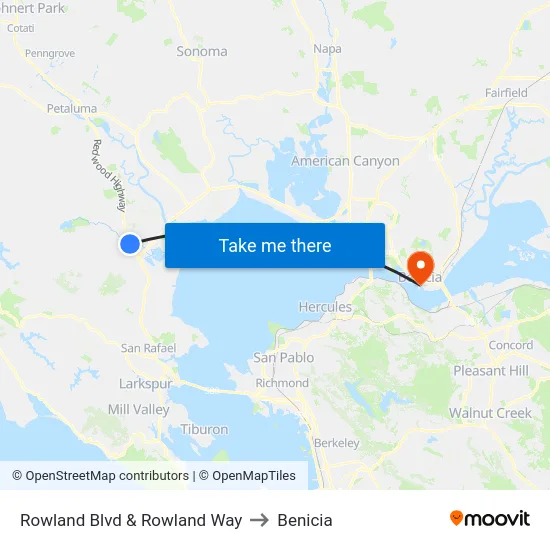 Rowland Blvd & Rowland Way to Benicia map