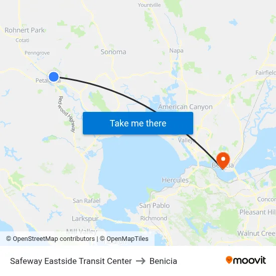 Safeway Eastside Transit Center to Benicia map