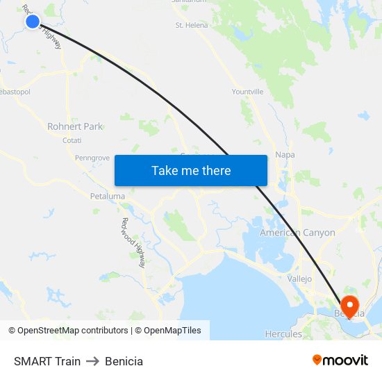 SMART Train to Benicia map