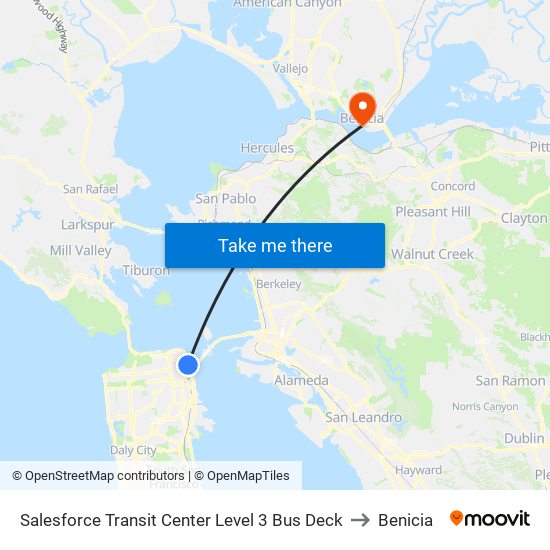 Salesforce Transit Center Level 3 Bus Deck to Benicia map