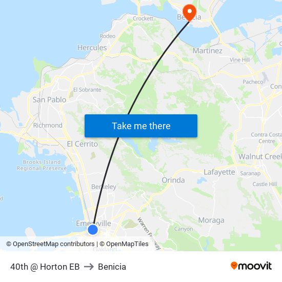 40th @ Horton EB to Benicia map