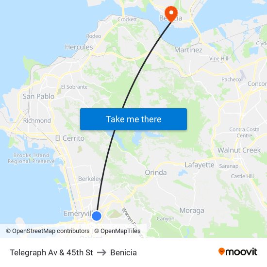 Telegraph Av & 45th St to Benicia map