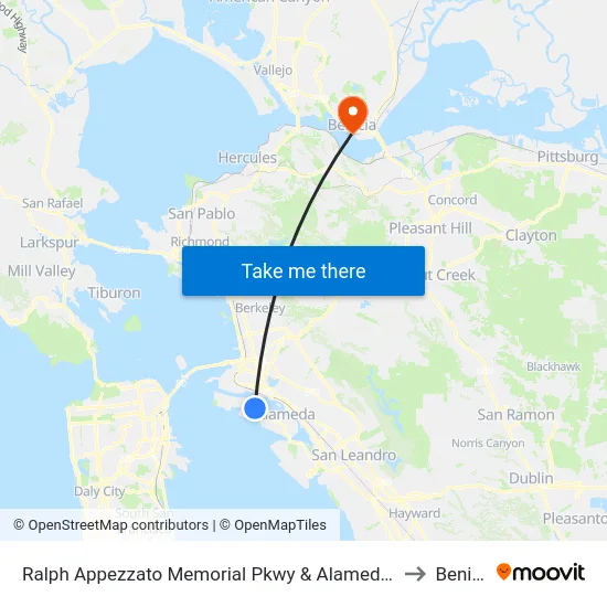 Ralph Appezzato Memorial Pkwy & Alameda College to Benicia map