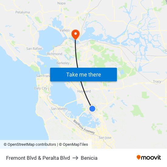 Fremont Blvd & Peralta Blvd to Benicia map