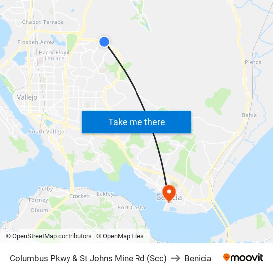 Columbus Pkwy & St Johns Mine Rd (Scc) to Benicia map