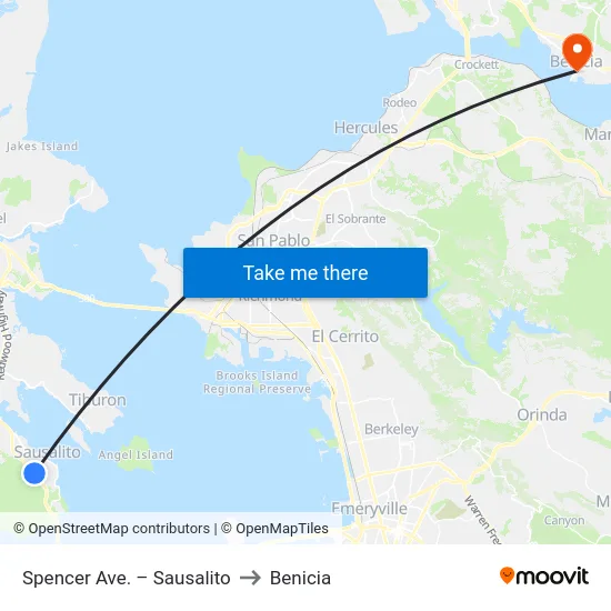 Spencer Ave. – Sausalito to Benicia map