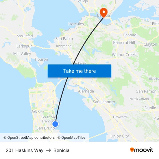 201 Haskins Way to Benicia map