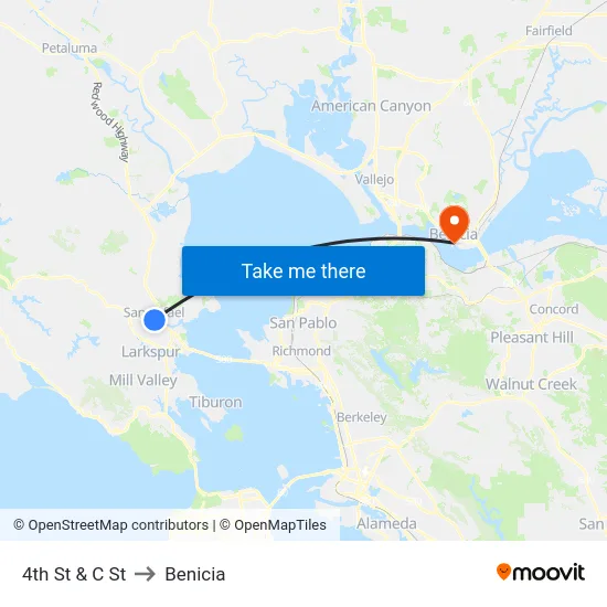 4th St & C St to Benicia map
