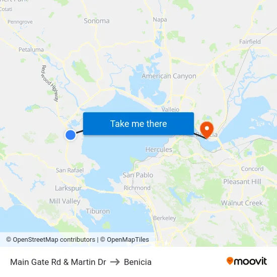 Main Gate Rd & Martin Dr to Benicia map