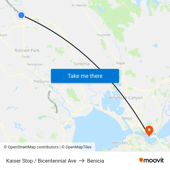 Kaiser Stop / Bicentennial Ave to Benicia map