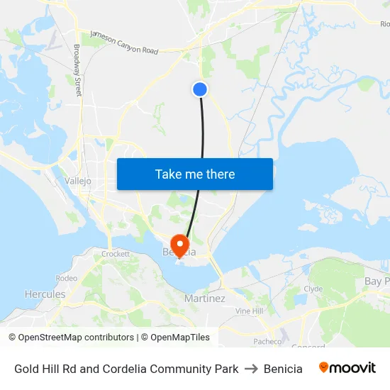 Gold Hill Rd and Cordelia Community Park to Benicia map