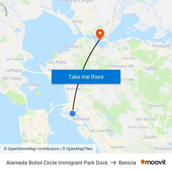 Alameda Bohol Circle Immigrant Park Dock to Benicia map