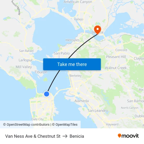 Van Ness Ave & Chestnut St to Benicia map
