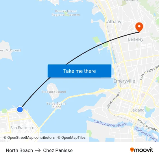 North Beach to Chez Panisse map