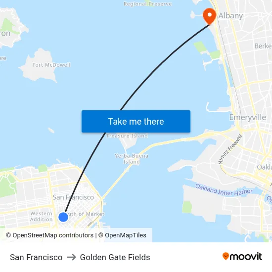San Francisco to Golden Gate Fields map