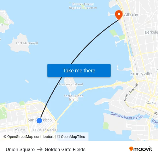 Union Square to Golden Gate Fields map