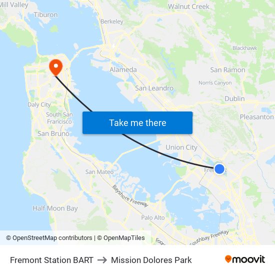 Fremont Station BART to Mission Dolores Park with public