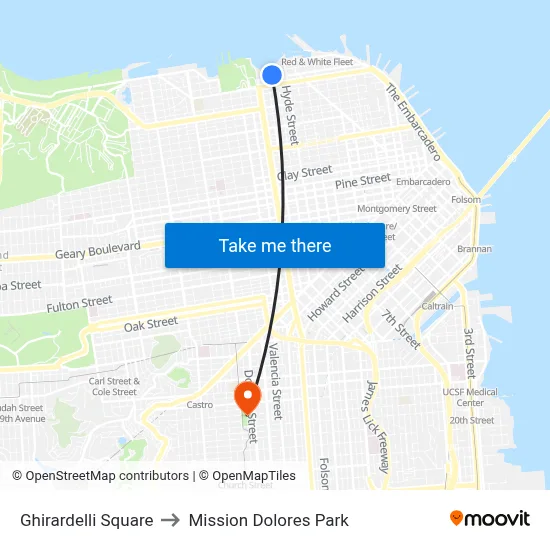 Ghirardelli Square to Mission Dolores Park map