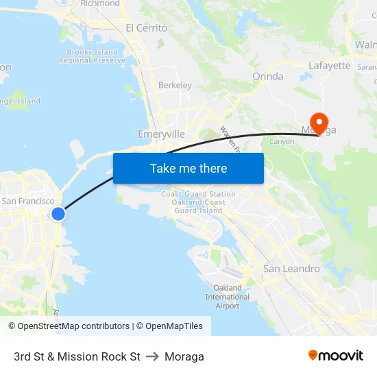 3rd St & Mission Rock St to Moraga map