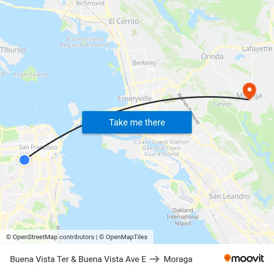 Buena Vista Ter & Buena Vista Ave E to Moraga map