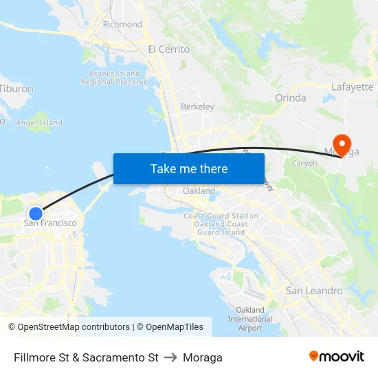 Fillmore St & Sacramento St to Moraga map