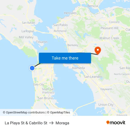 La Playa St & Cabrillo St to Moraga map