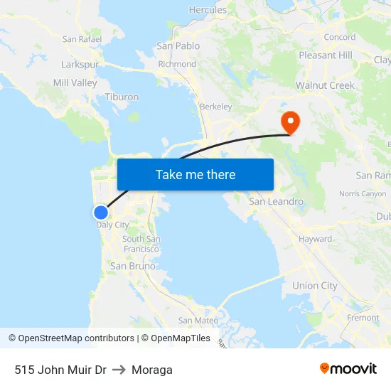 515 John Muir Dr to Moraga map