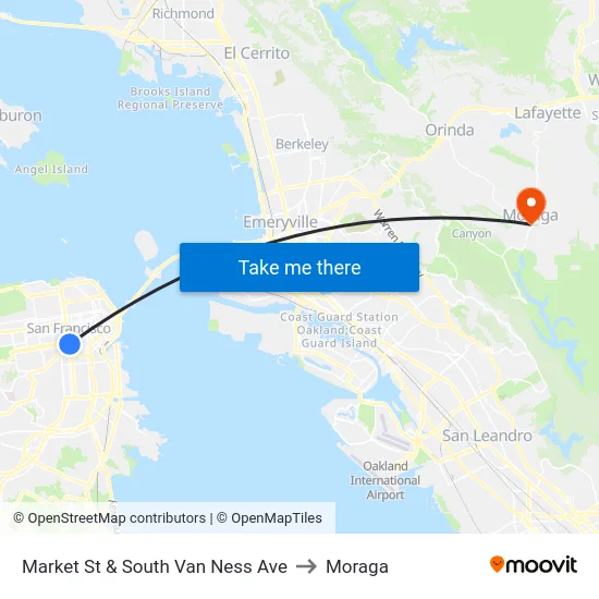 Market St & South Van Ness Ave to Moraga map