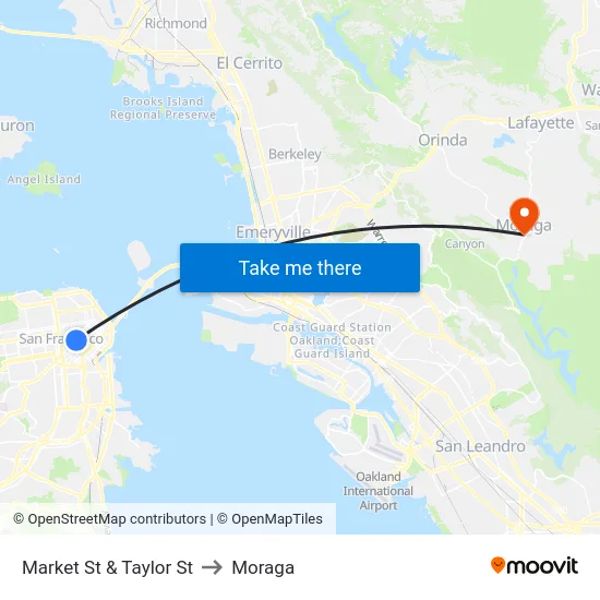 Market St & Taylor St to Moraga map