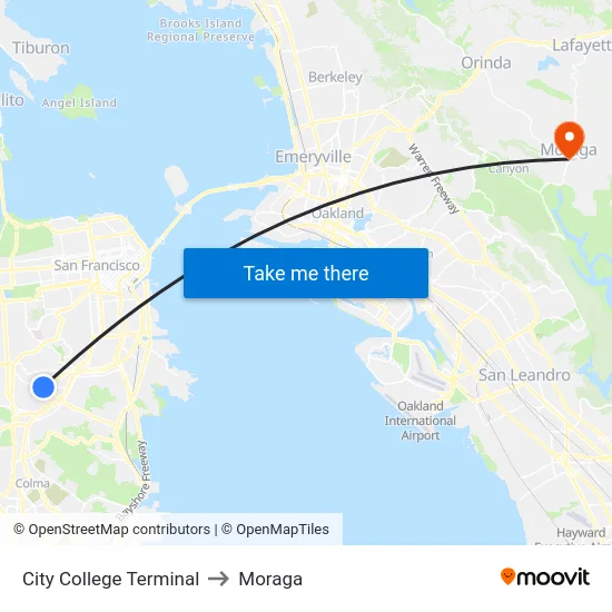 City College Terminal to Moraga map
