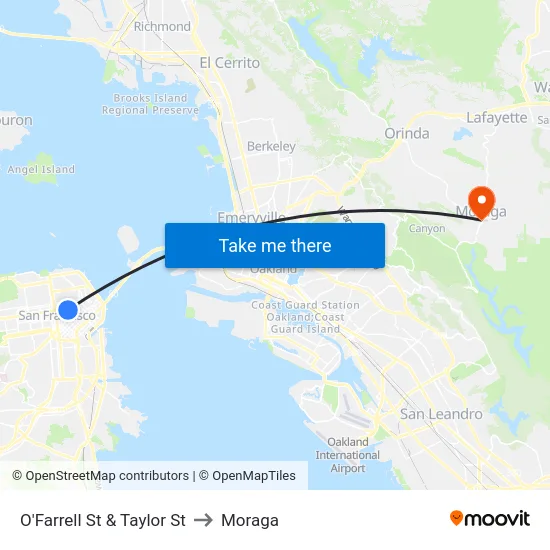O'Farrell St & Taylor St to Moraga map