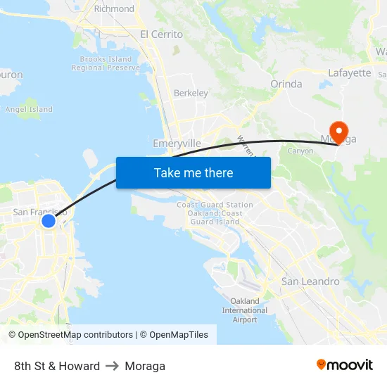 8th St & Howard to Moraga map