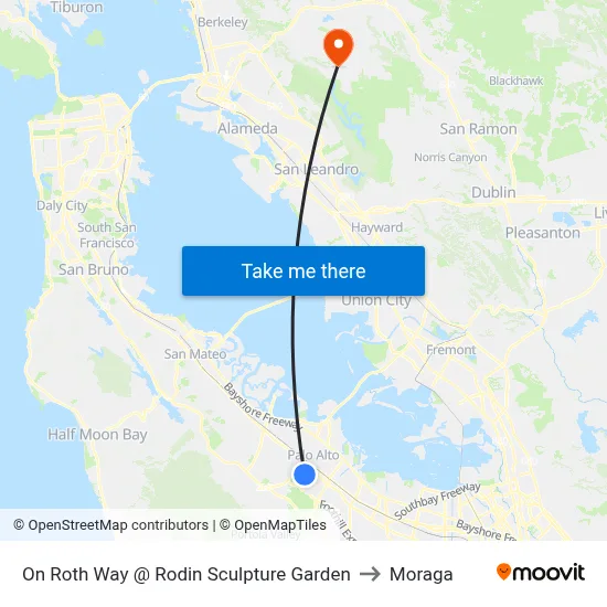 On Roth Way @ Rodin Sculpture Garden to Moraga map