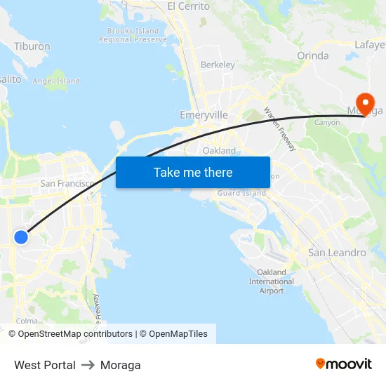 West Portal to Moraga map