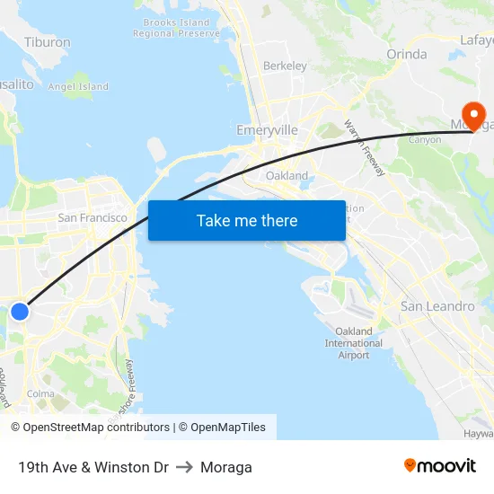 19th Ave & Winston Dr to Moraga map