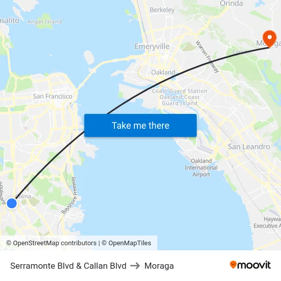 Serramonte Blvd & Callan Blvd to Moraga map