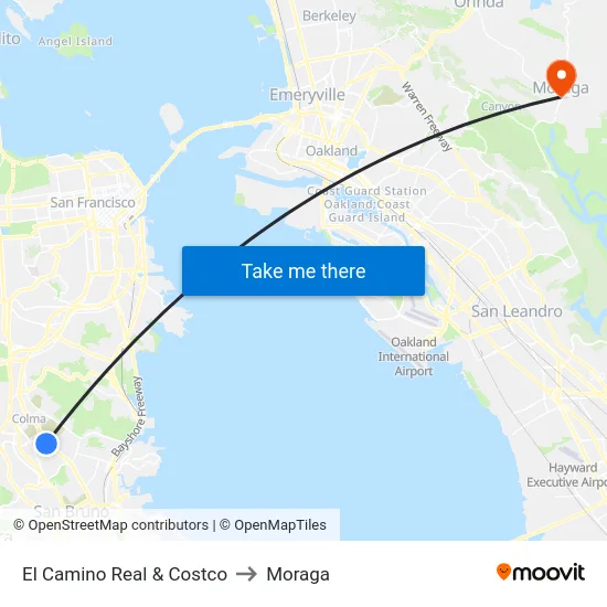 El Camino Real & Costco to Moraga map