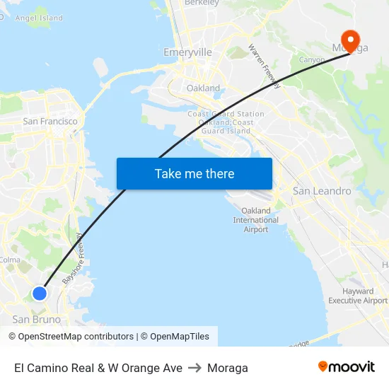 El Camino Real & W Orange Ave to Moraga map