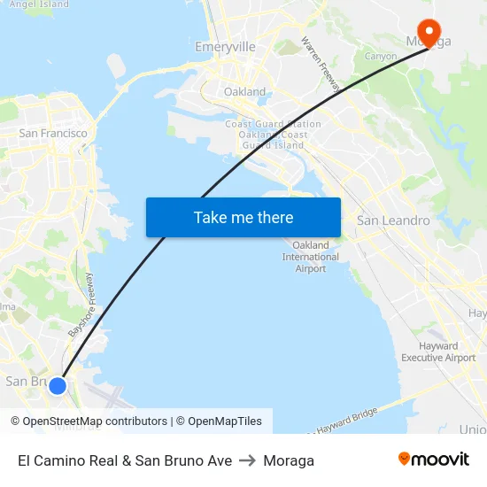 El Camino Real & San Bruno Ave to Moraga map