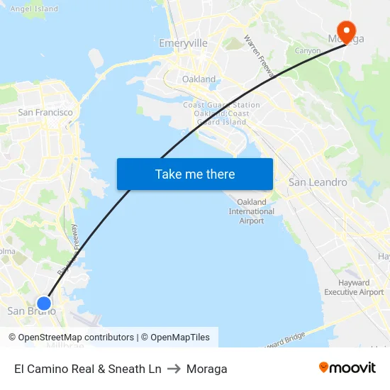 El Camino Real & Sneath Ln to Moraga map