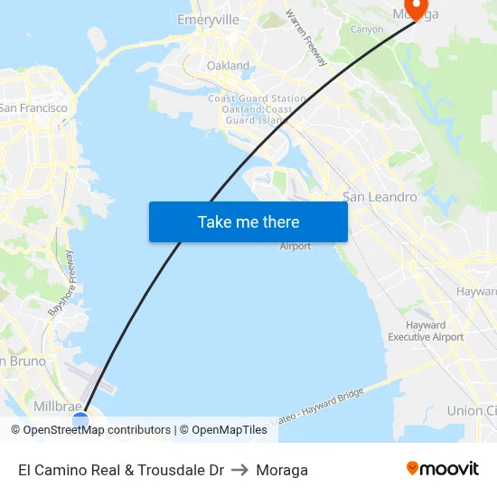 El Camino Real & Trousdale Dr to Moraga map