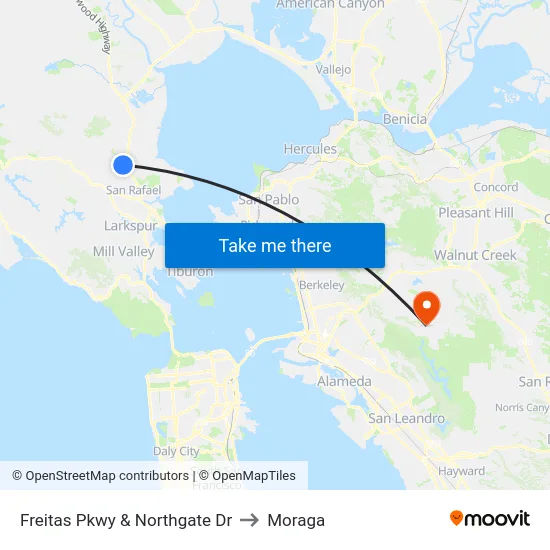 Freitas Pkwy & Northgate Dr to Moraga map